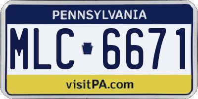 PA license plate MLC6671