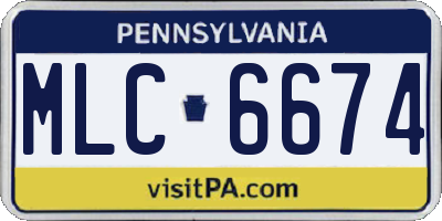 PA license plate MLC6674