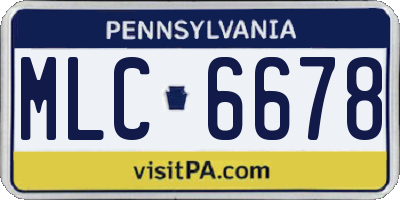PA license plate MLC6678