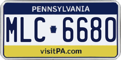 PA license plate MLC6680