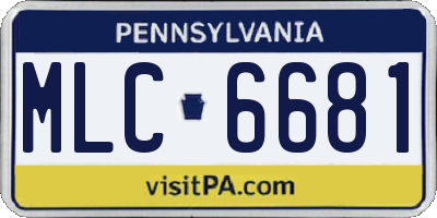 PA license plate MLC6681