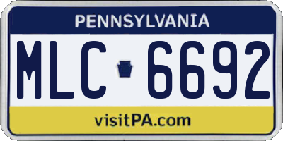 PA license plate MLC6692