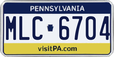 PA license plate MLC6704