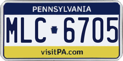 PA license plate MLC6705