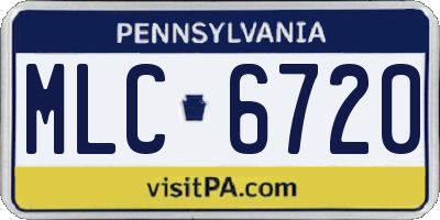PA license plate MLC6720