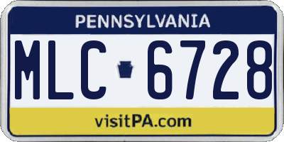 PA license plate MLC6728
