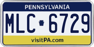 PA license plate MLC6729