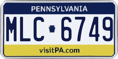 PA license plate MLC6749