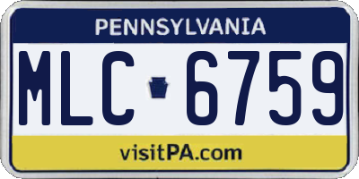 PA license plate MLC6759