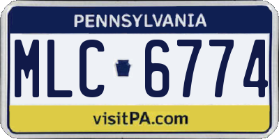 PA license plate MLC6774