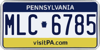 PA license plate MLC6785