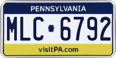 PA license plate MLC6792