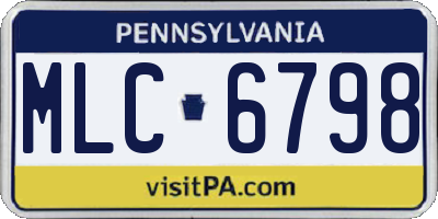 PA license plate MLC6798