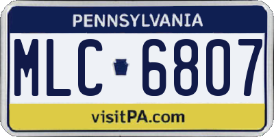 PA license plate MLC6807