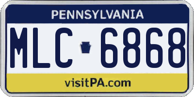 PA license plate MLC6868