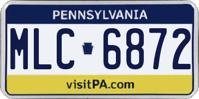 PA license plate MLC6872
