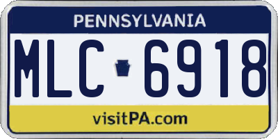 PA license plate MLC6918