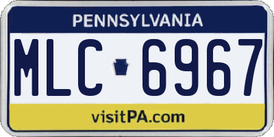 PA license plate MLC6967