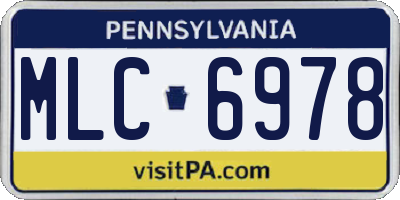 PA license plate MLC6978