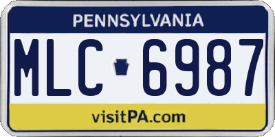 PA license plate MLC6987