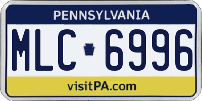 PA license plate MLC6996