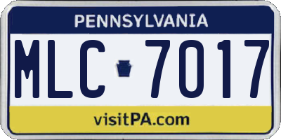 PA license plate MLC7017
