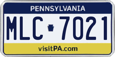 PA license plate MLC7021