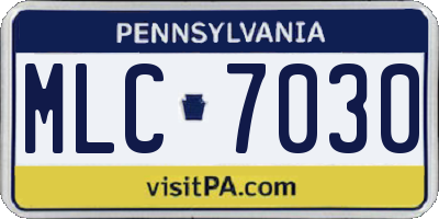 PA license plate MLC7030