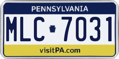 PA license plate MLC7031