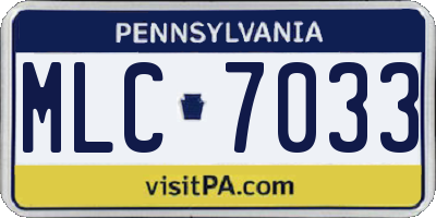 PA license plate MLC7033