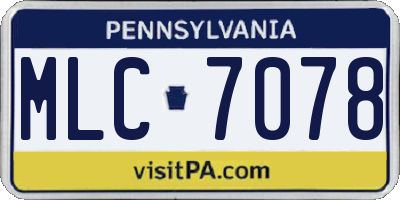 PA license plate MLC7078