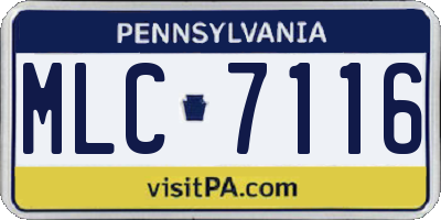 PA license plate MLC7116