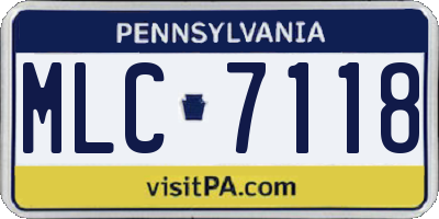PA license plate MLC7118