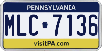 PA license plate MLC7136