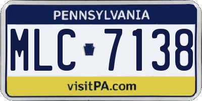 PA license plate MLC7138