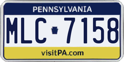 PA license plate MLC7158