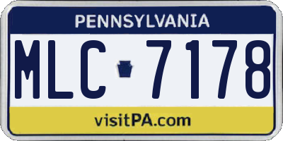 PA license plate MLC7178
