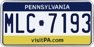 PA license plate MLC7193