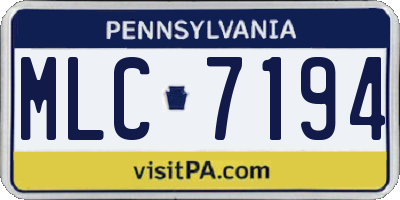PA license plate MLC7194