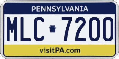 PA license plate MLC7200