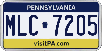 PA license plate MLC7205