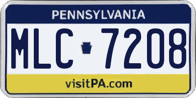PA license plate MLC7208
