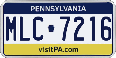 PA license plate MLC7216
