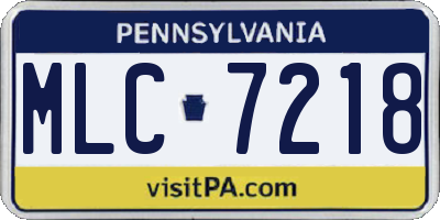 PA license plate MLC7218