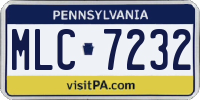 PA license plate MLC7232