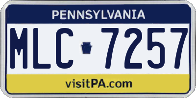 PA license plate MLC7257