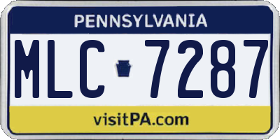 PA license plate MLC7287