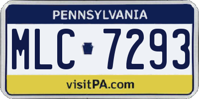 PA license plate MLC7293
