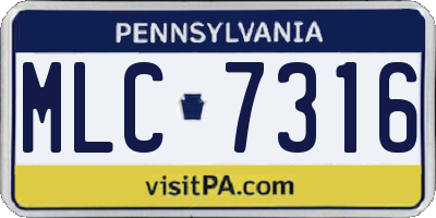 PA license plate MLC7316