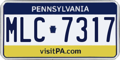 PA license plate MLC7317